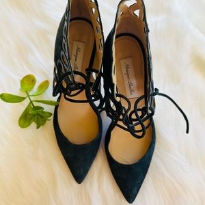 Monique Lhuillier Navy Blue Suede 7.5